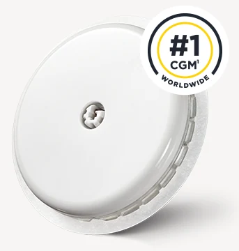 FreeStyle Libre sensor with the #1 CGM worldwide badge